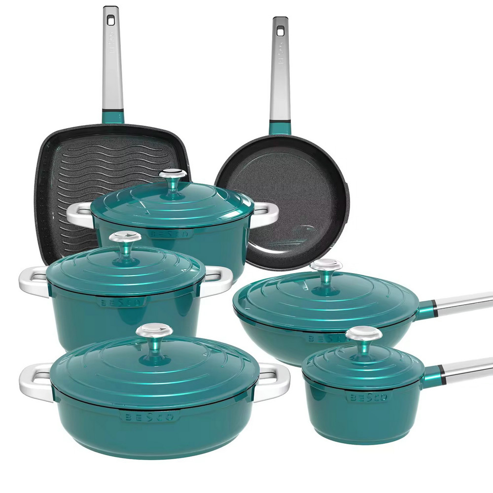 2024 högtemperaturbeständig kokgryta lyxig färgglad tecknad high-end aluminium nonstick kokkärl set