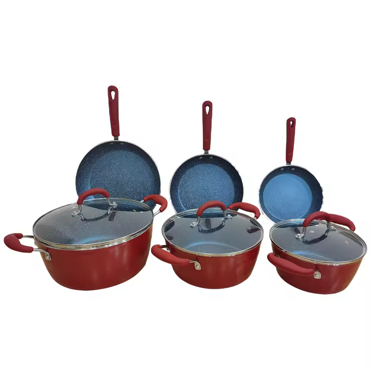 Woman Red Non Stick Stock Pot SET Universal non-stick för nudlar och mjölkkruka