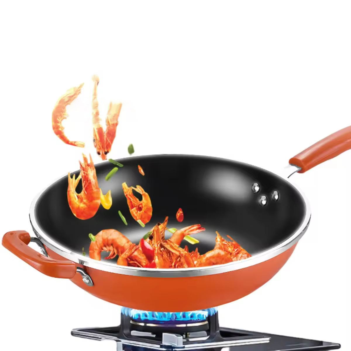 Gjutjärn gasspis Professionell matlagning Nonstick platt botten wokpanna
