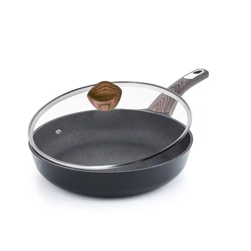 Keramik olik form Non Stick kinesisk 26cm vete skiffer sten stekpanna