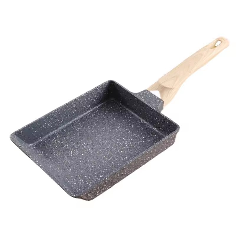 Förtjockad och hög jadesten Tjock äggstek vete non-stick rektangulär stekt äggpanna av livsmedelskvalitet