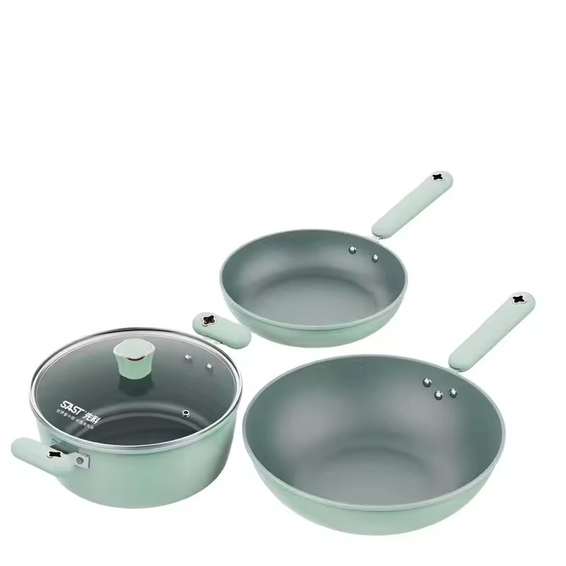 Tredelads set Grytset Hushållselektromagnetisk spis Gasspis Universal Stegning Kokning Stekning Non stick Gryta Gåva