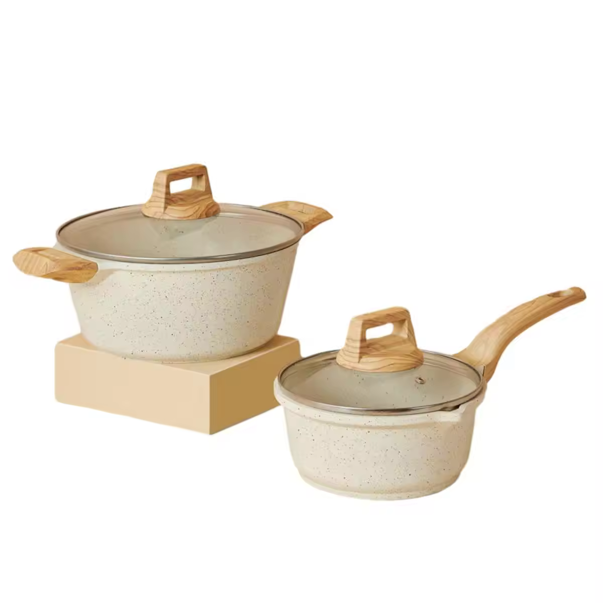 Anpassad logotyp aluminium nonstick soppa lager krukor set med handtag