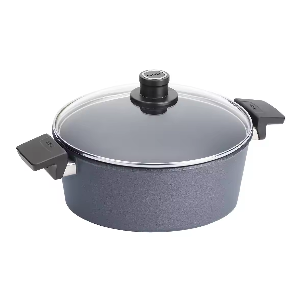 Slitstark populär anpassad design rund aluminium induktionspressad non-stick grytor