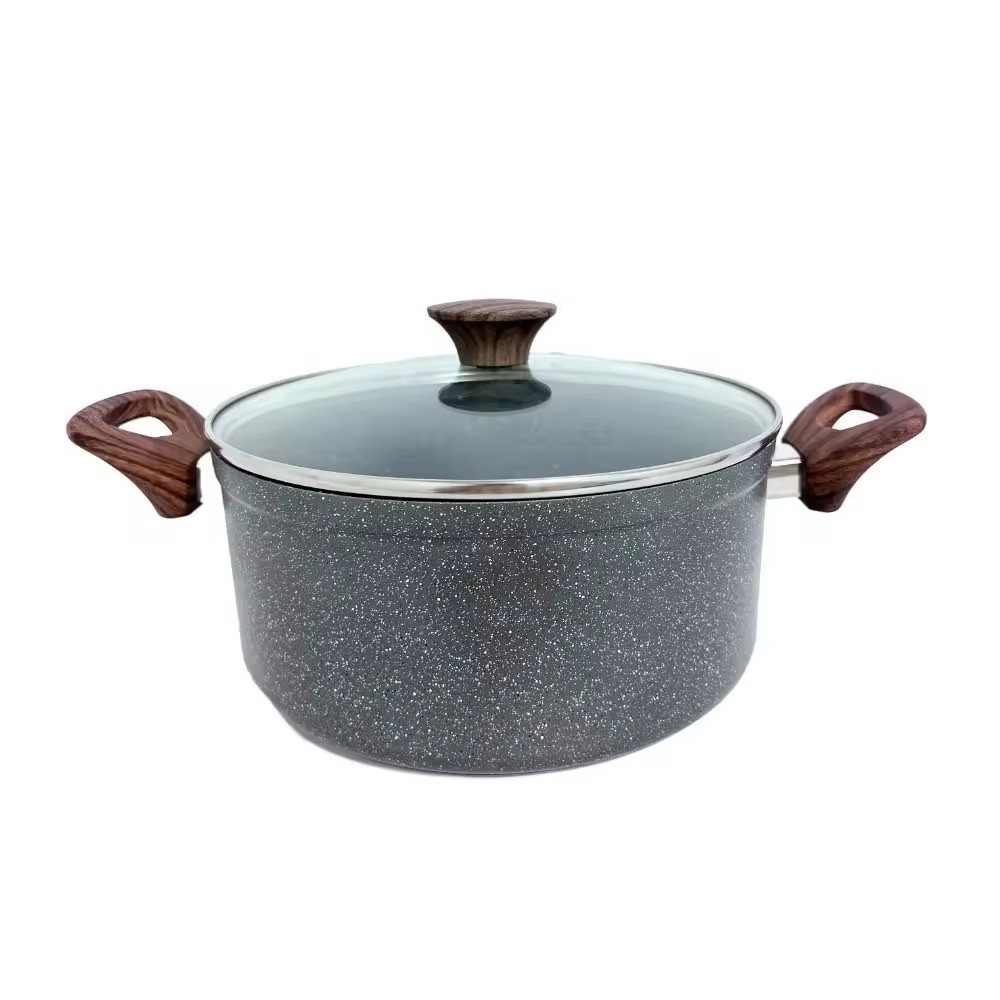 Aluminum Smidd Marmor Gryta Sten Non-stick Pot