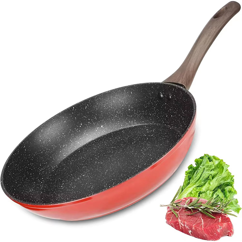 Full storlek anpassad logotyp stor stor nonstick stekpanna med trähandtag