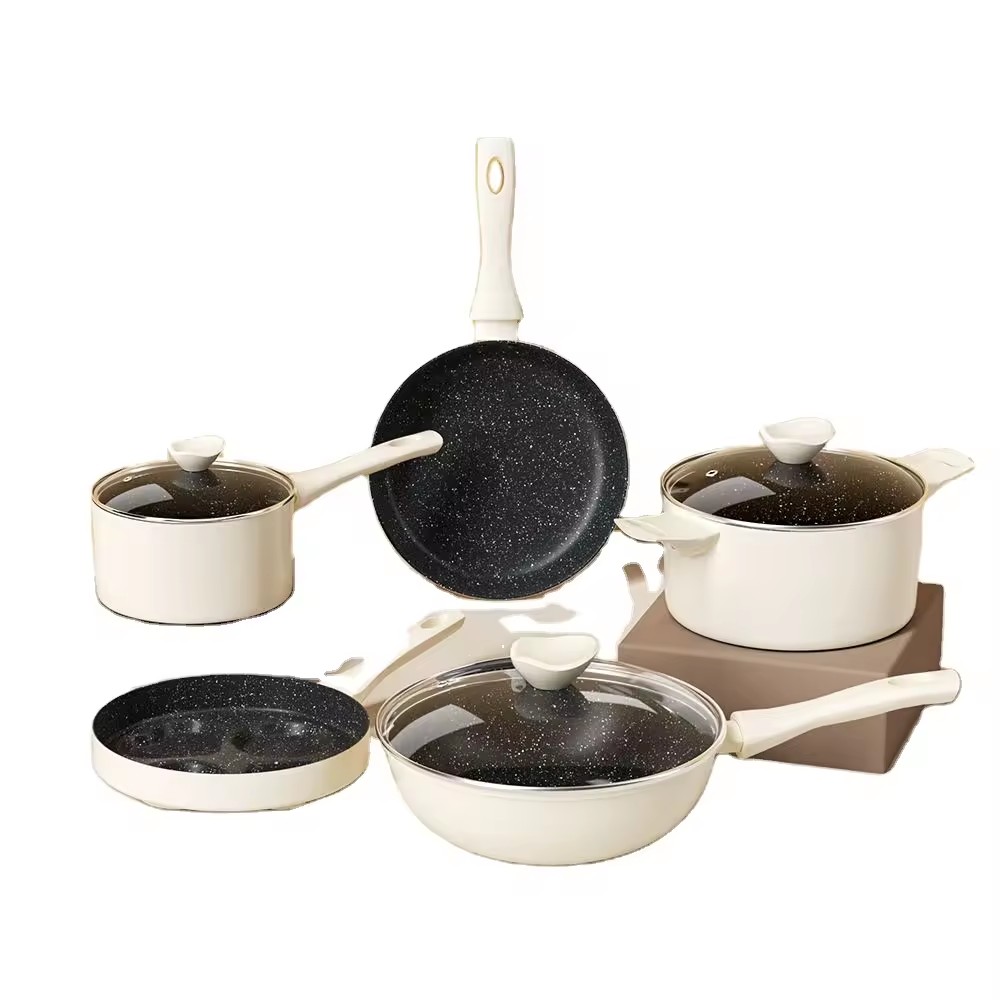 Velosan lyxiga non-stick köksredskap unika vita aluminium nonstick köksredskap set